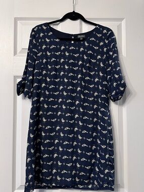 Lily Rose Navy Tunic with White Bird Print